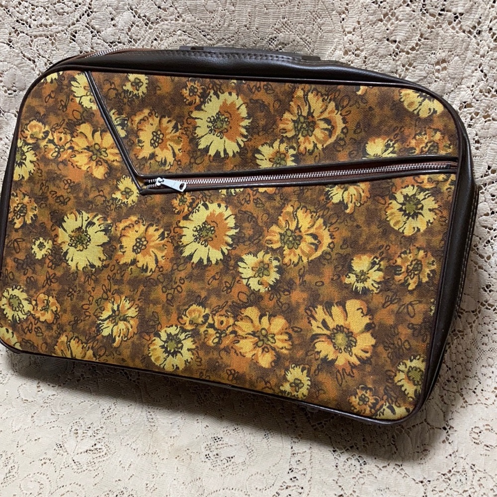 Vintage 1970’s  canvas suitcase